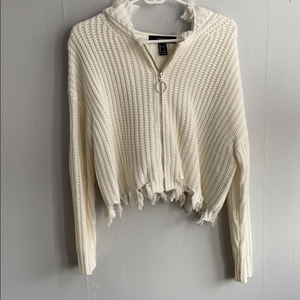 Forever 21 Cropped Zip Up Sweater